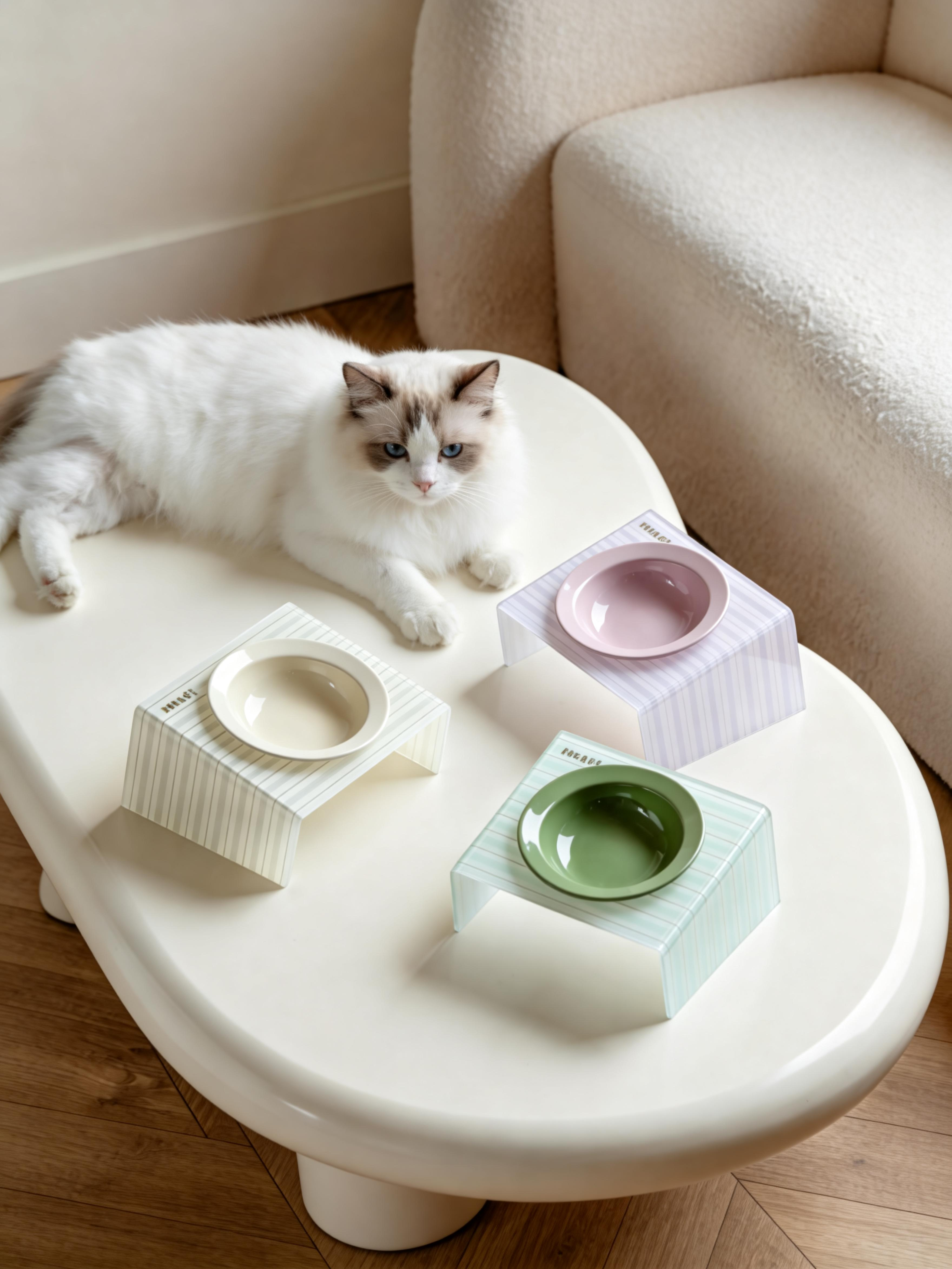 Ceramic Pet Bowl with 15° Tilt Acrylic Stand