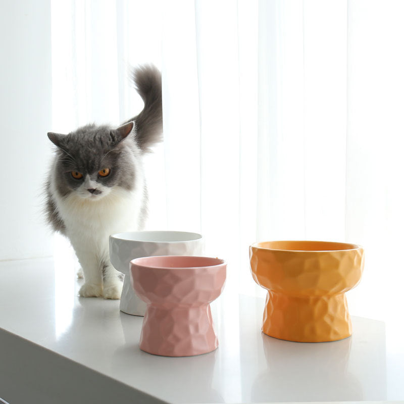 Stylish Textured Ceramic Elevated Pet Bowl