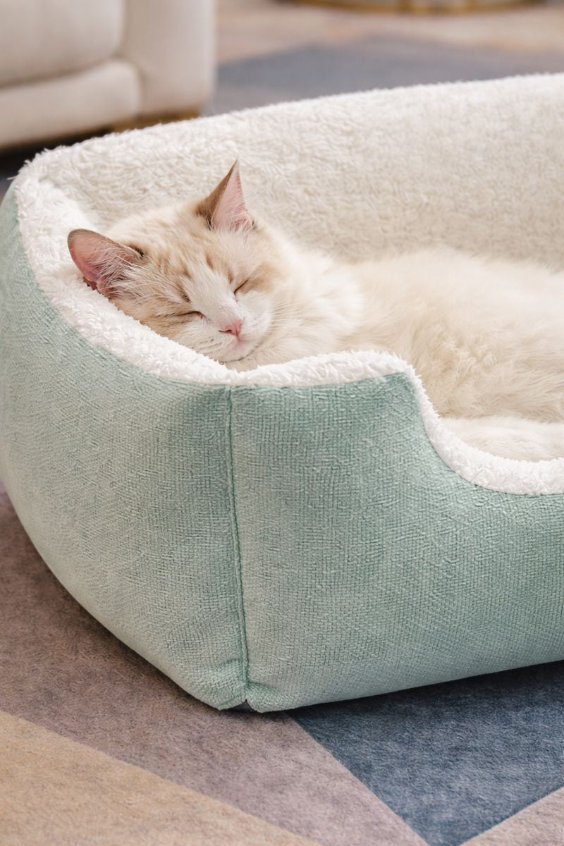 Bolster Cozy Pet Bed for Cats & Dogs, Plush Warm Cushion for All Seasons