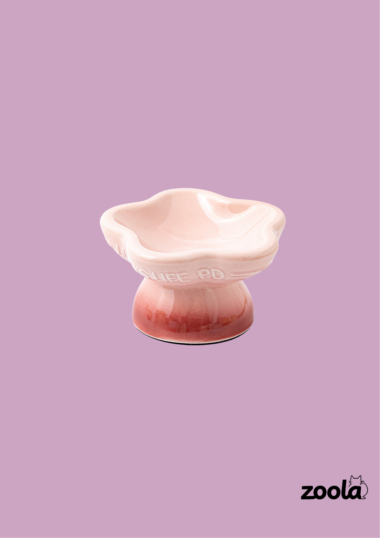 Gradient Elevated Ceramic Pet Bowl - Pink