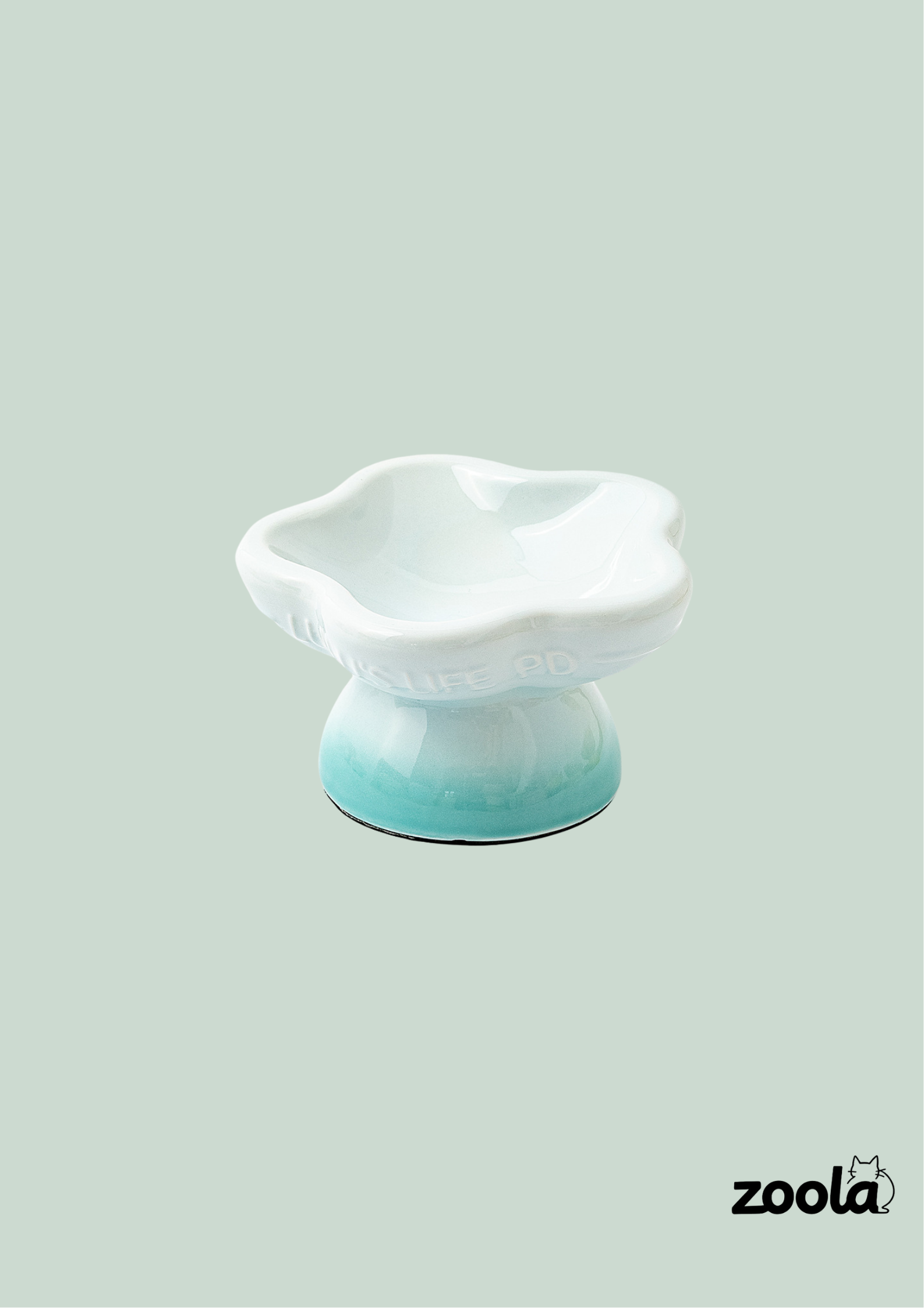 Gradient Elevated Ceramic Pet Bowl - Cyan Azure