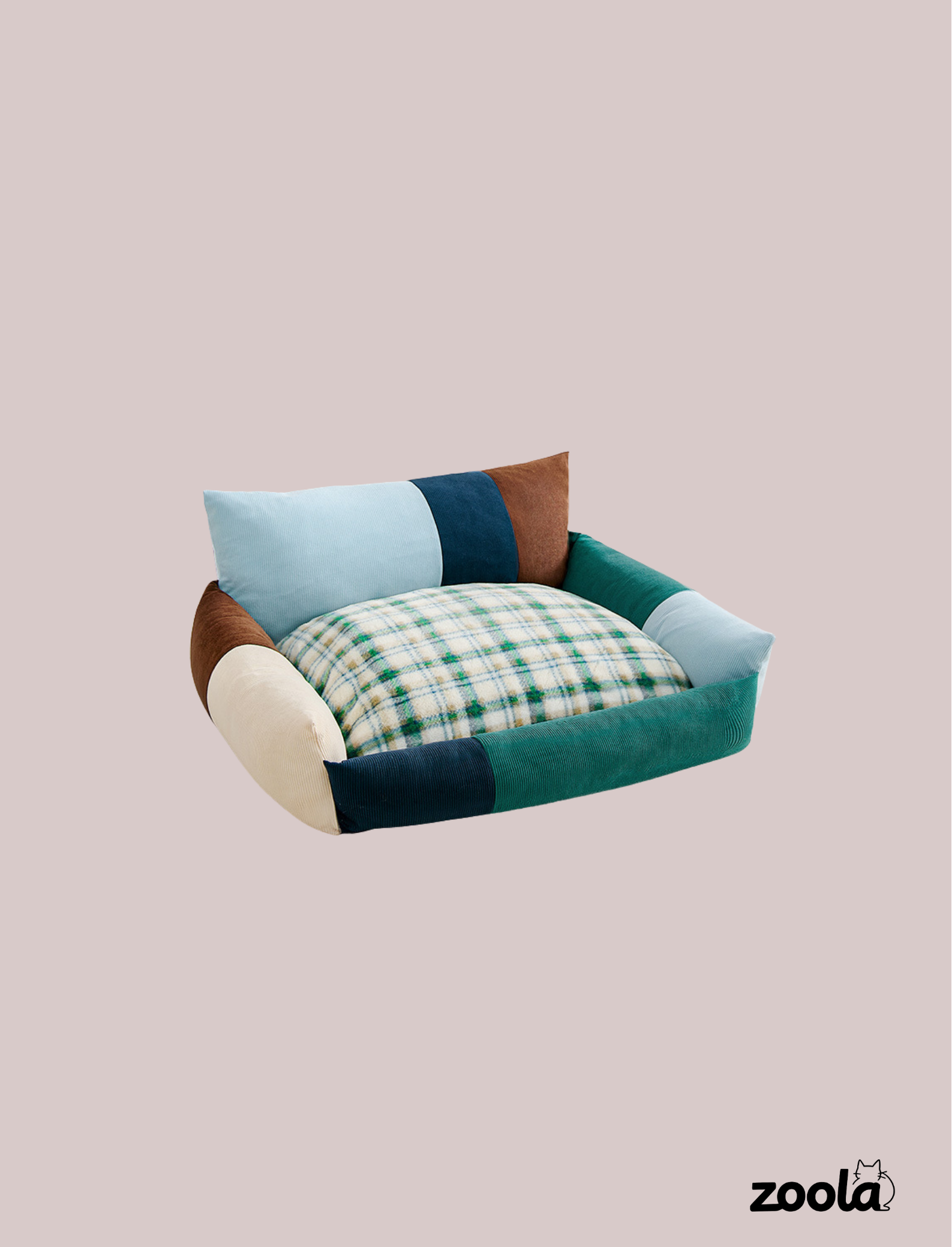Plaid Cotton Vintage Bolster Cat & Dog Bed