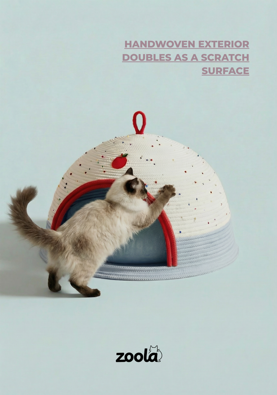 Handwoven Dome Cat Bed with Padded Cushion