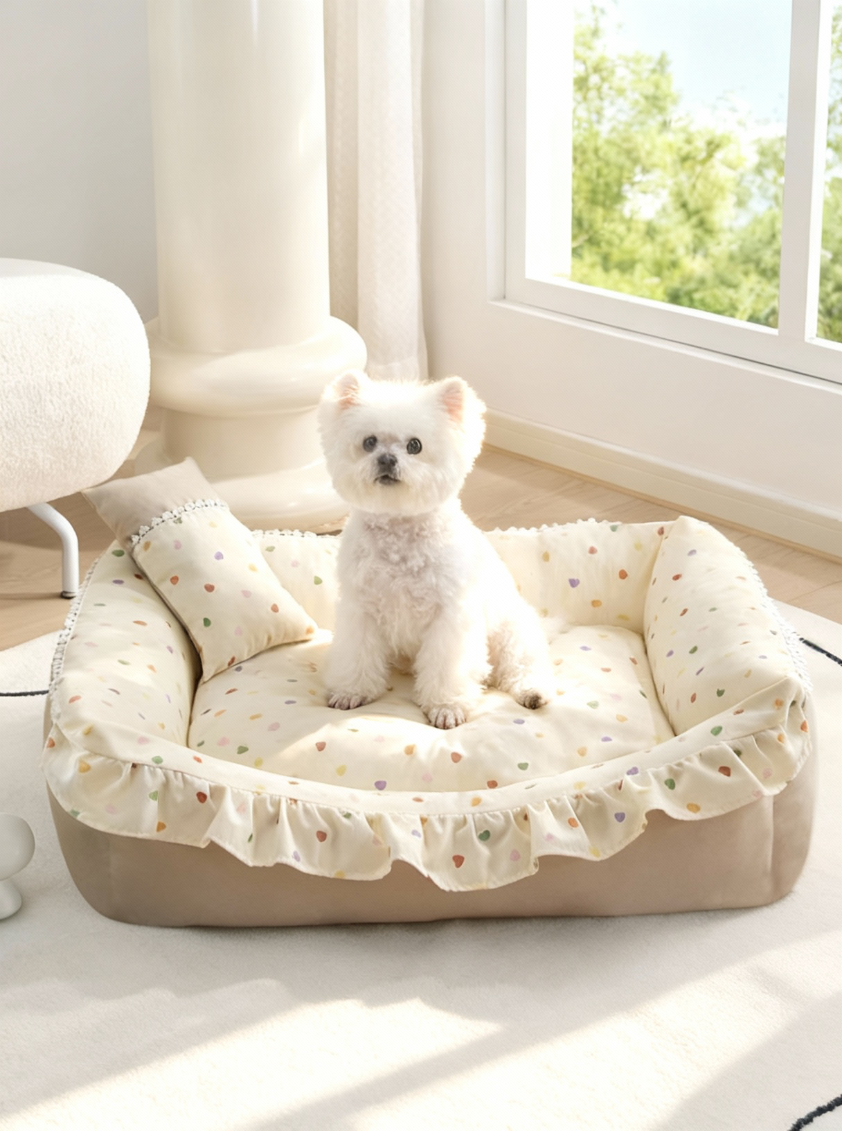 Cute Polka-Dot Pet Bed — Soft, Breathable & Cozy Nest for Cats and Small Pets